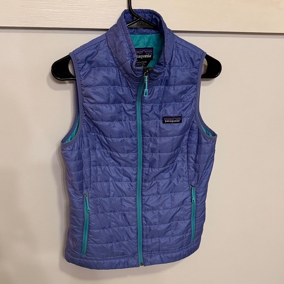 Patagonia Women’s Nano Puff Vest Violet Blue Turquoise Quilted Insulated Size S - Picture 3 of 6